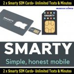 2 x NEW Smarty UK SIM Card - Unlimited Texts and Minutes with all Data Plans